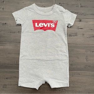 Levi’s baby gray and red shirt sleeve romper